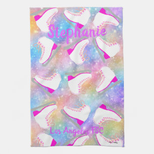 Rainbow Ice Skating Pattern Personalized  Kitchen Towel
