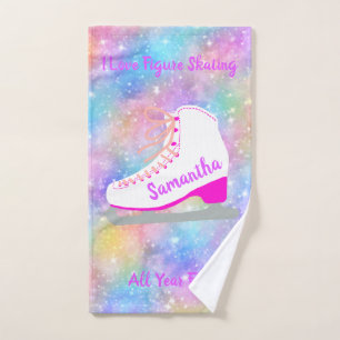 Rainbow Ice Skating Personalized Figure Skater's Hand Towel