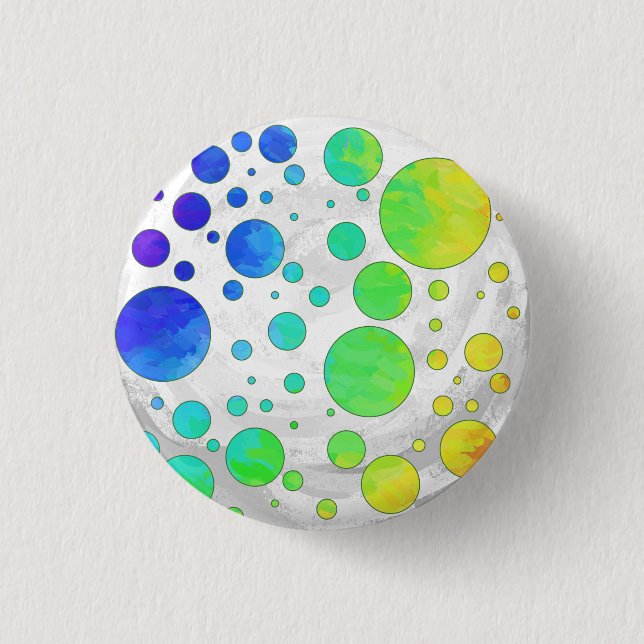 Rainbow Icy Polka Dot Pattern 1 Inch Round Button (Front)