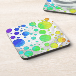 Rainbow Icy Polka Dot Pattern Coaster