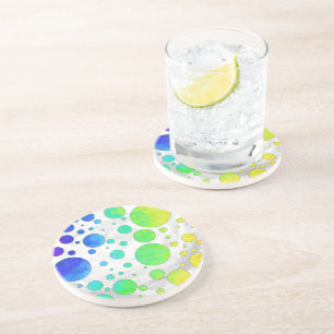 Rainbow Icy Polka Dot Pattern Coaster