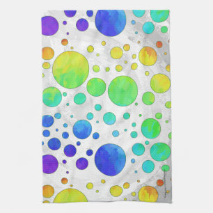 Rainbow Icy Polka Dot Pattern Kitchen Towel