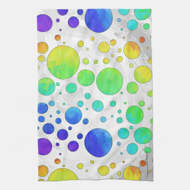 Rainbow Icy Polka Dot Pattern Kitchen Towel (Vertical)