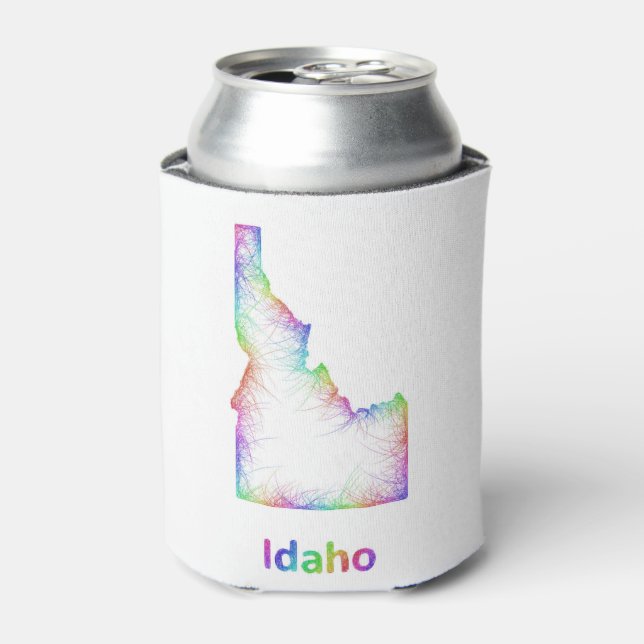Rainbow Idaho map Can Cooler (Can Front)