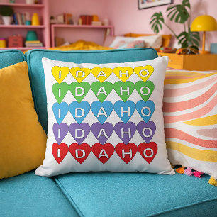 Rainbow Idaho State Love Design Throw Pillow