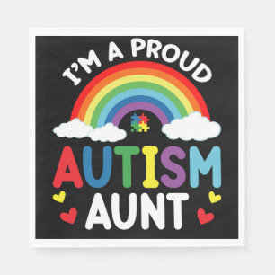 Rainbow I'm A Proud Autism Aunt Autism Awareness Napkin
