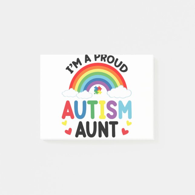 Rainbow I'm A Proud Autism Aunt Autism Awareness Post-it Notes (Front)