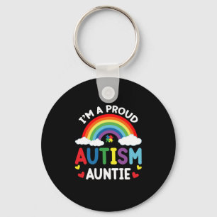 Rainbow I'm A Proud Autism Auntie Autism Awareness Keychain