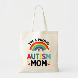 Rainbow I'm A Proud Autism Mom Autism Awareness Tote Bag