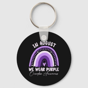 Rainbow In August We Wear Purple Overdose Awarenes Keychain