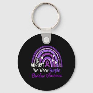 Rainbow In August We Wear Purple Overdose Awarenes Keychain