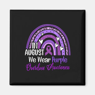Rainbow In August We Wear Purple Overdose Awarenes Magnet
