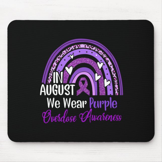 Rainbow In August We Wear Purple Overdose Awarenes Mouse Pad (Front)