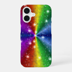 Rainbow in Elephant Skin Leather Optik , Raindrops iPhone 16 Case