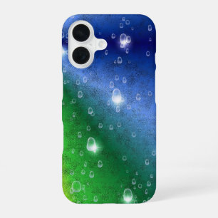 Rainbow in Elephant Skin Leather Optik & Raindrops iPhone 16 Case