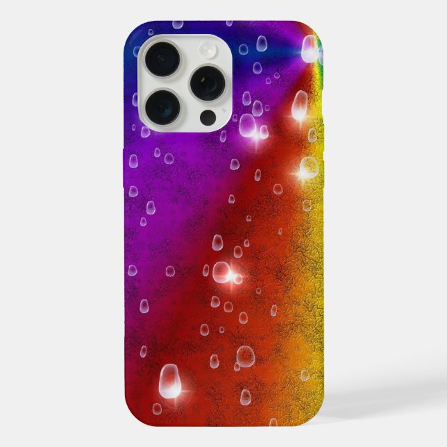 Rainbow in Elephant Skin Leather Optik , Raindrops iPhone Case (Back)