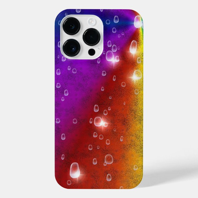Rainbow in Elephant Skin Leather Optik , Raindrops iPhone Case (Back)
