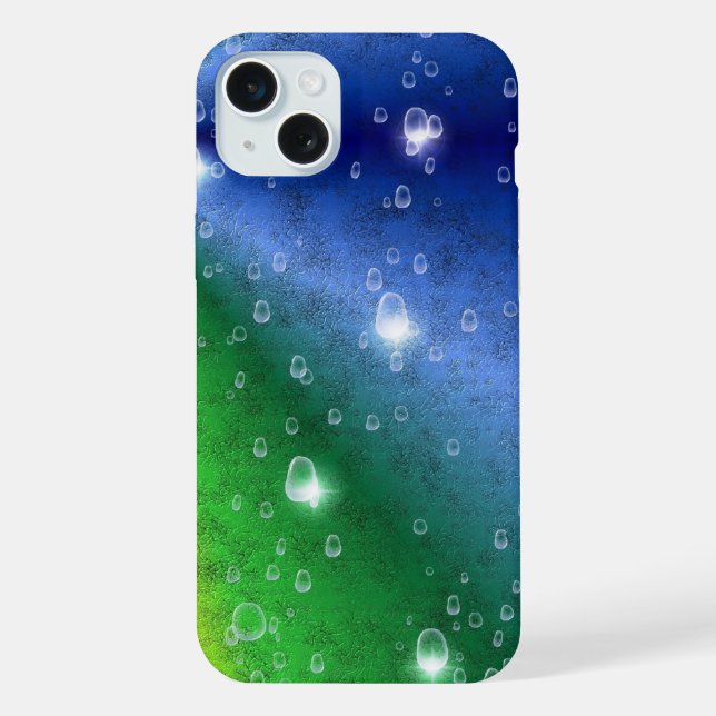 Rainbow in Elephant Skin Leather Optik & Raindrops iPhone Case (Back)
