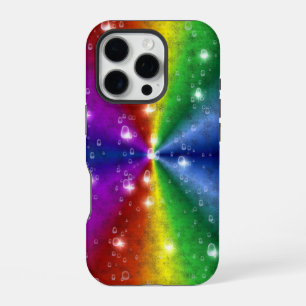 Rainbow in Elephant Skin Leather Optik , Raindrops iPhone 16 Pro Case