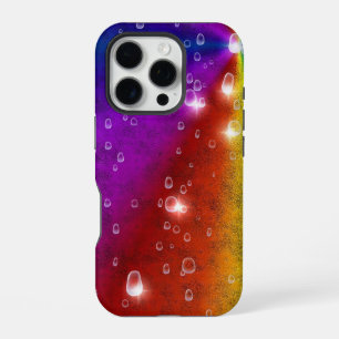 Rainbow in Elephant Skin Leather Optik , Raindrops iPhone 16 Pro Case