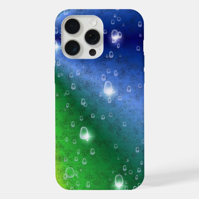 Rainbow in Elephant Skin Leather Optik & Raindrops iPhone Case (Back)