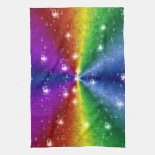 rainbow in elephant skin leatheroptik & raindrops kitchen towel