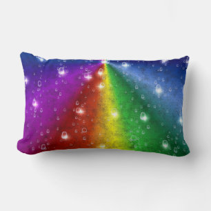 rainbow in elephant skin leatheroptik & raindrops lumbar pillow