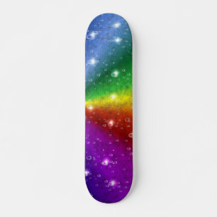 rainbow in elephant skin leatheroptik & raindrops skateboard