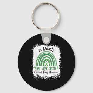 Rainbow In March We Wear Green Cerebral Palsy Awar Keychain