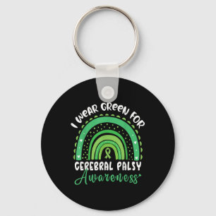 Rainbow In March We Wear Green Cerebral Palsy Awar Keychain