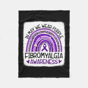 Rainbow In May We Wear Purple Fibromyalgia Awarene Fleece Blanket
