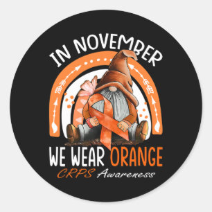 Rainbow In November We Wear Orange CRPS Awareness Classic Round Sticker