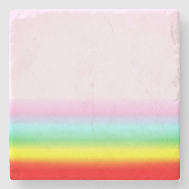 Rainbow in Pink Sky Stone Coaster, Posavasos de pi Coaster (Front)