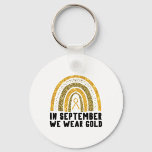 Rainbow In September We Wear Gold Childhood Cancer Keychain