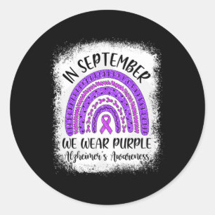 Rainbow In September We Wear Purple Alzheimer's Aw Classic Round Sticker