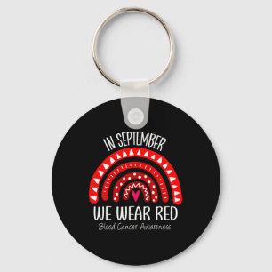 Rainbow In September We Wear Red Blood Cancer Awar Keychain