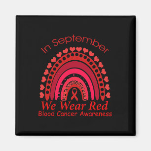 Rainbow In September We Wear Red Blood Cancer Awar Magnet