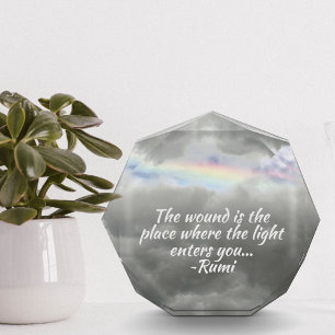 Rainbow in Stormy Sky Rumi Quote Photo Block