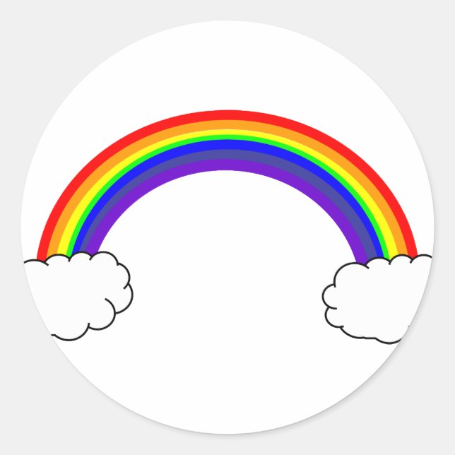 Rainbow in the Clouds Classic Round Sticker (Front)