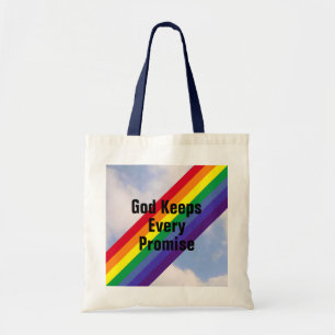 Rainbow in the Sky Inspirational Bible Verses Cute Tote Bag