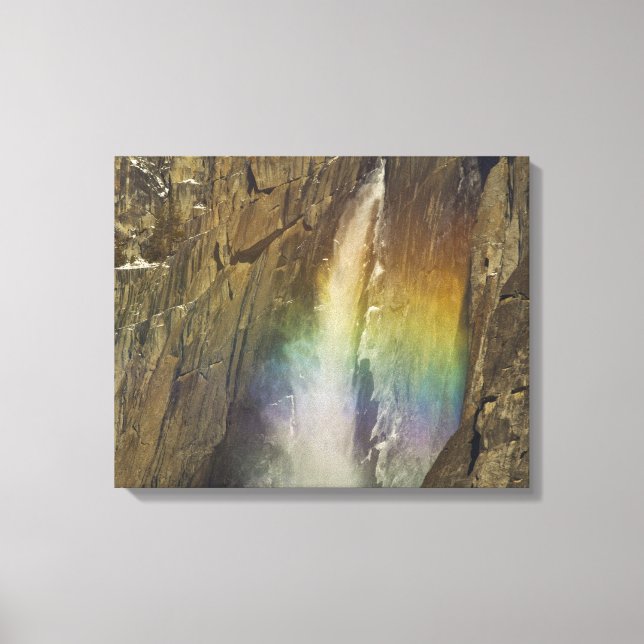 Rainbow in Upper Yosemite Falls in Yosemite Canvas Print (Front)