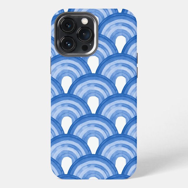 Rainbow in watercolor - blue pattern iPhone case (Back)