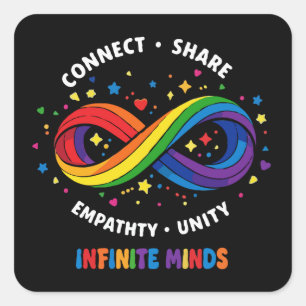 Rainbow Infinity Neurodiversity Symbol - Infinite Square Sticker