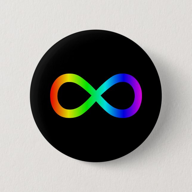 Rainbow Infinity Symbol 2 Inch Round Button (Front)