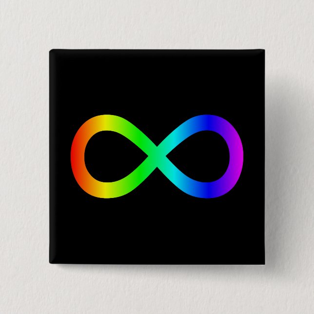 Rainbow Infinity Symbol 2 Inch Square Button (Front)