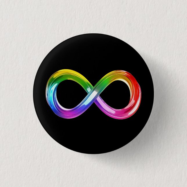 Rainbow Inifinity Symbol 1 Inch Round Button (Front)