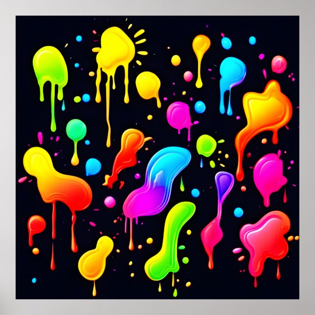 Rainbow Ink Paint Splashes Poster (Front)