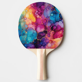 Rainbow Ink Ping Pong Paddle