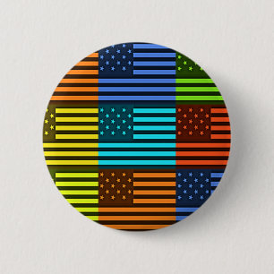Rainbow-Inspired American Motif Flag Design 2 Inch Round Button