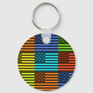 Rainbow-Inspired American Motif Flag Design Keychain